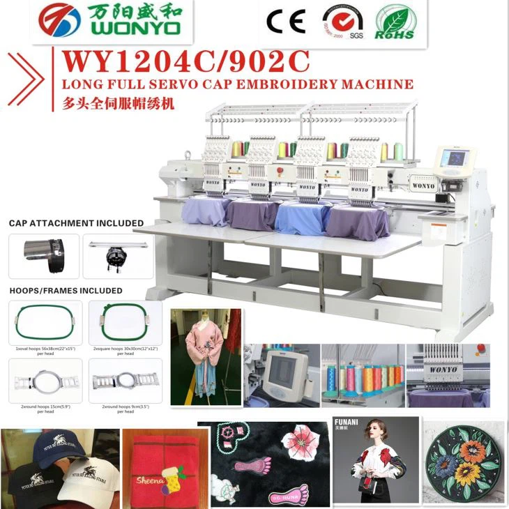 4 Heads Cap T-shirt And Flat Embroidery Machine